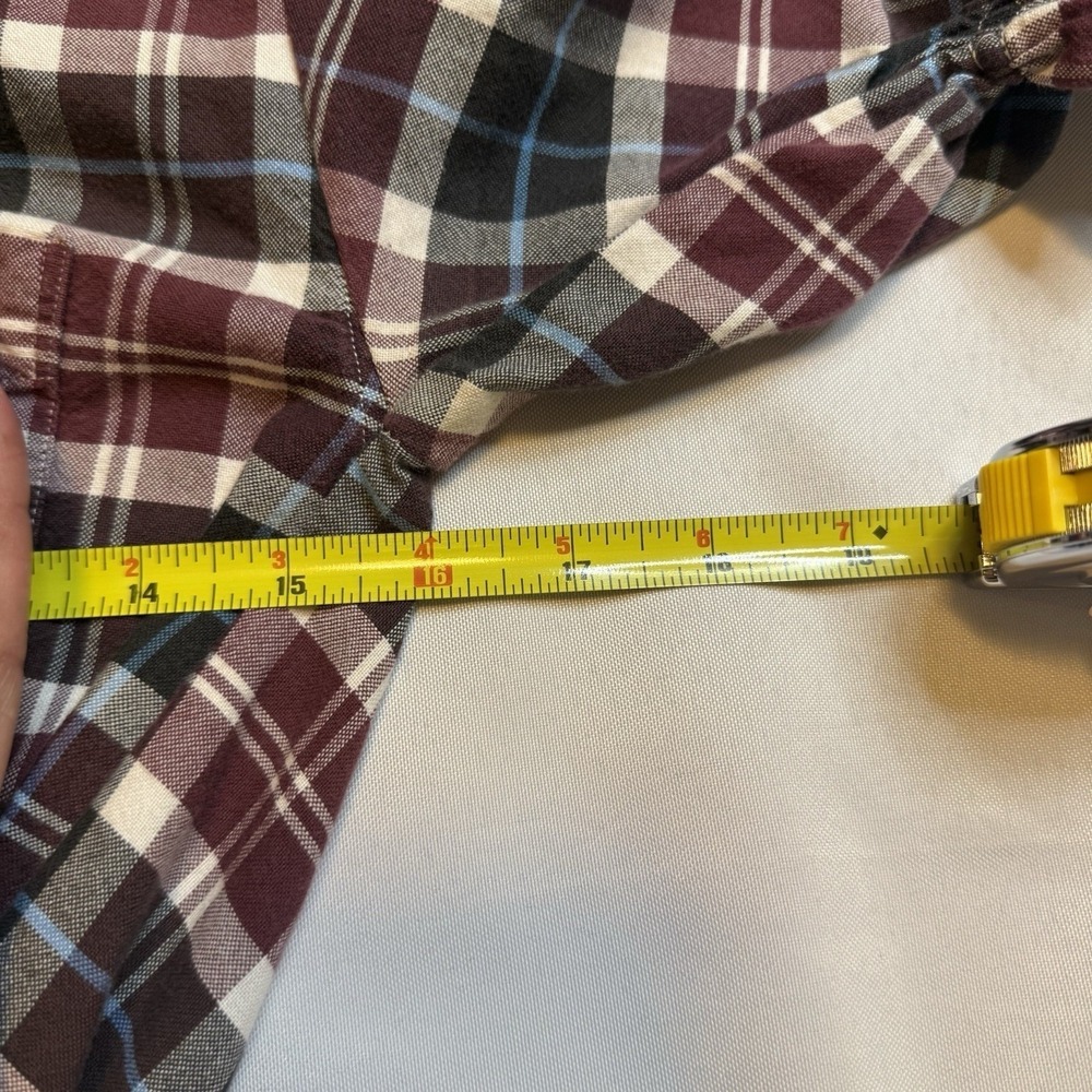 ✨American Eagle Seriously Soft Plaid Western Shirt Short Sleeve Elastic Waist L - Picture 8 of 9